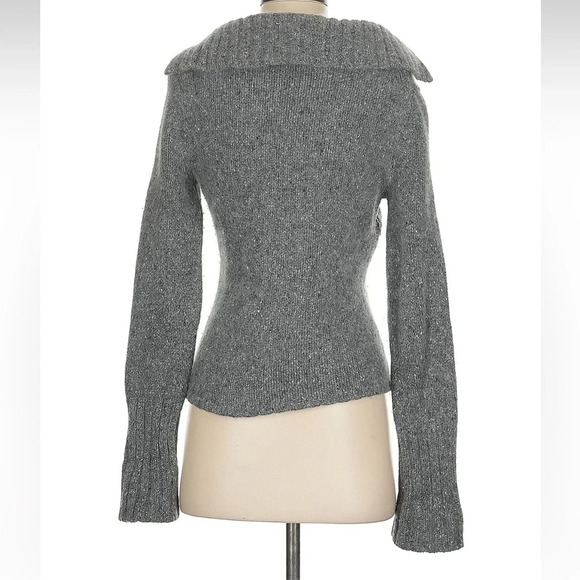 Express Gray Merino Angora Wool Angora V-Neck Sailor Collar Sweater Size Small S - Picture 4 of 6